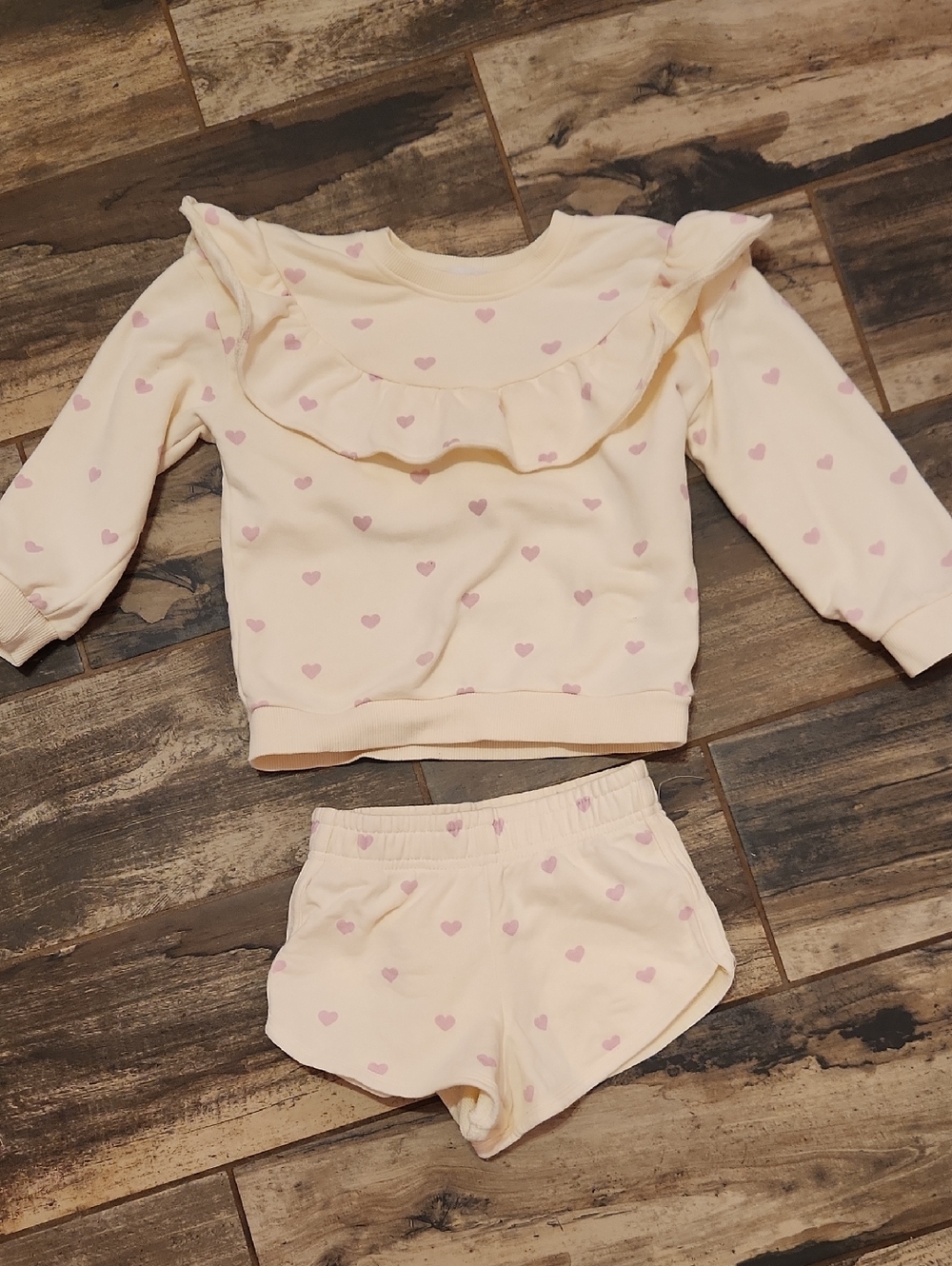 Jamie Kay Cream/pink Heart  Set with Pink Heart 5T